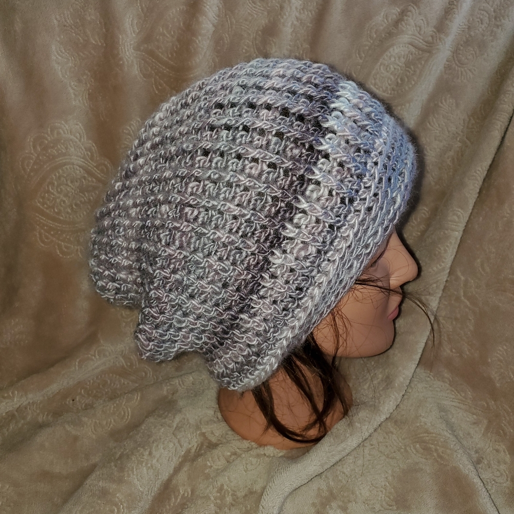 Crocheted slouchy beanie hat